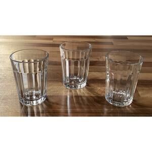 Set Of 3 Vintage Libbey Duratuff USA Gibraltar Clear Paneled 4” Glasses